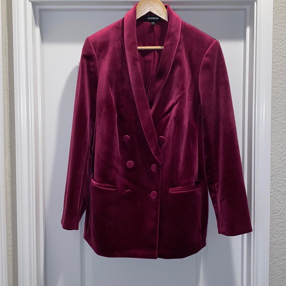 Express Velvet Plum Double Breasted Shawl Collar Blazer 💝💄👛